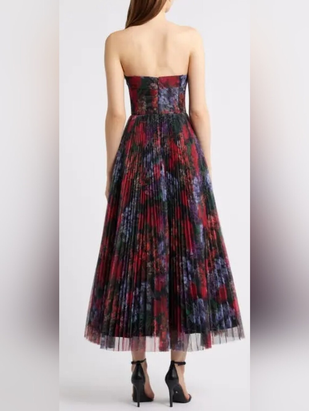 Hutch Alba Floral Pleated Tulle Gown. - Picture 3 of 11